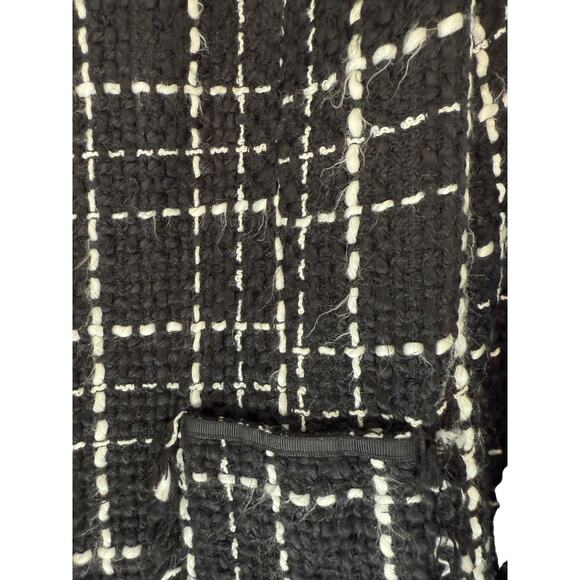 Vintage Blazer Women's Black White Tweed Twee Fringe Dressy Office Work Size 12 - Picture 5 of 13